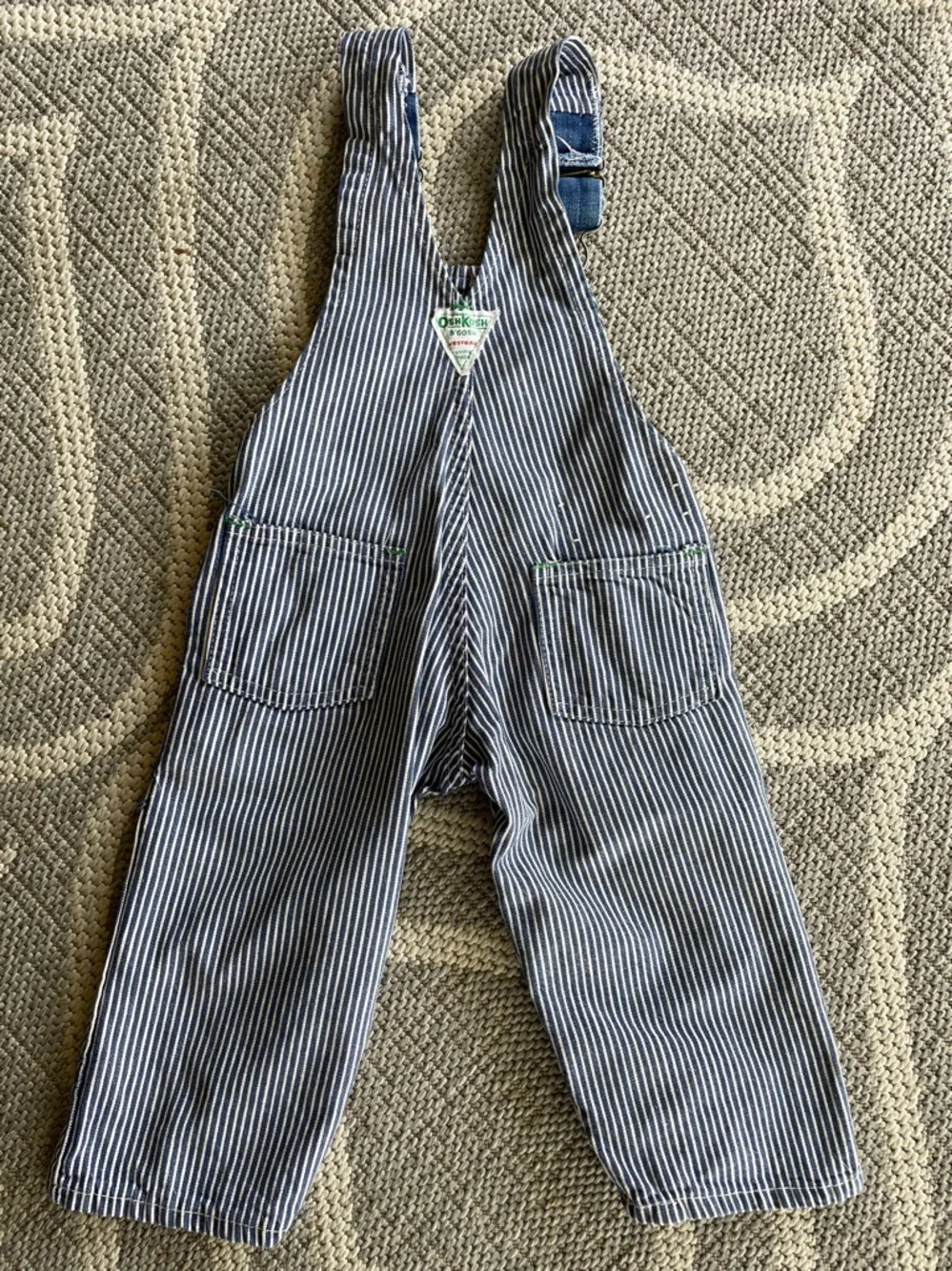 Oshkosh B’gosh vintage overalls blue stripy denim approx age 24 / 2 / 3 great